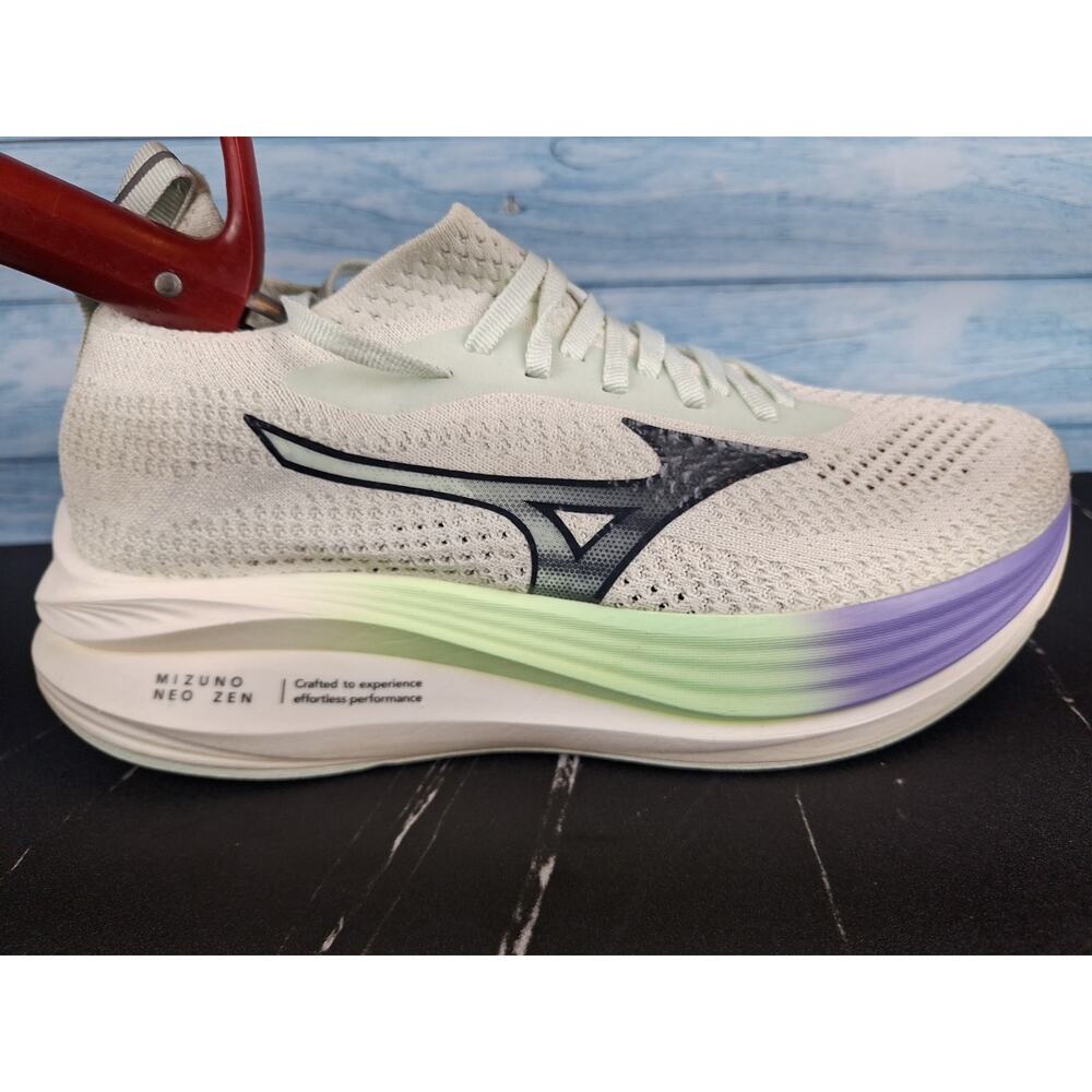 Mizuno Neo Zen Running Shoes White Soft Purple Green Cushioned Trainer Size 9 - Picture 9 of 15